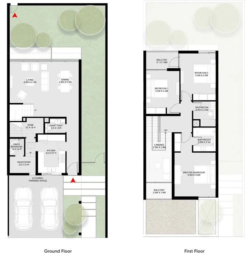 3 bedroom townhouse floor plan at Masaar 3 Dalia