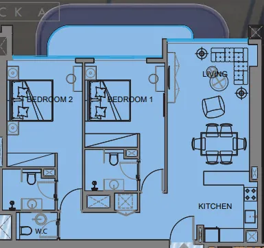 2 bedroom Apartments floor plan at Guzel Towers