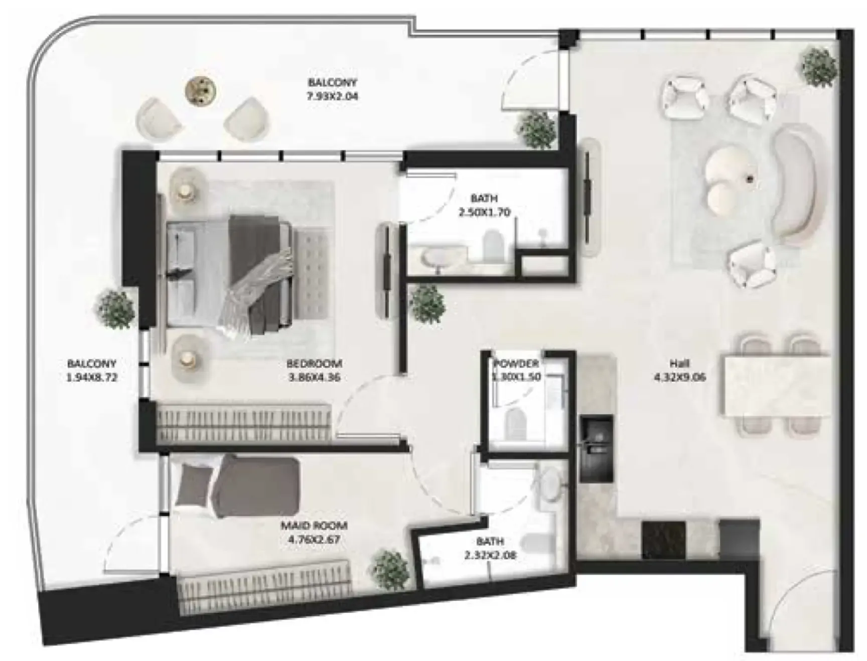 1 bedroom Apartments floor plan at SquareX One