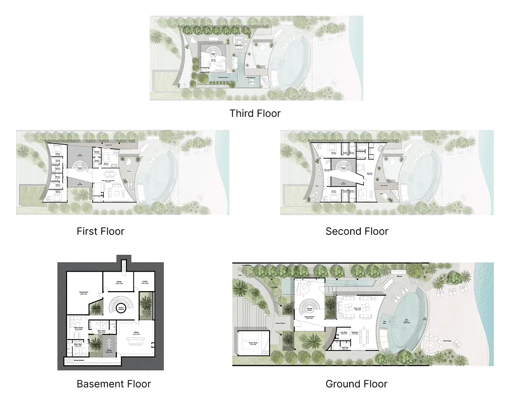5 bedroom Villa floor plan at Zuha Island