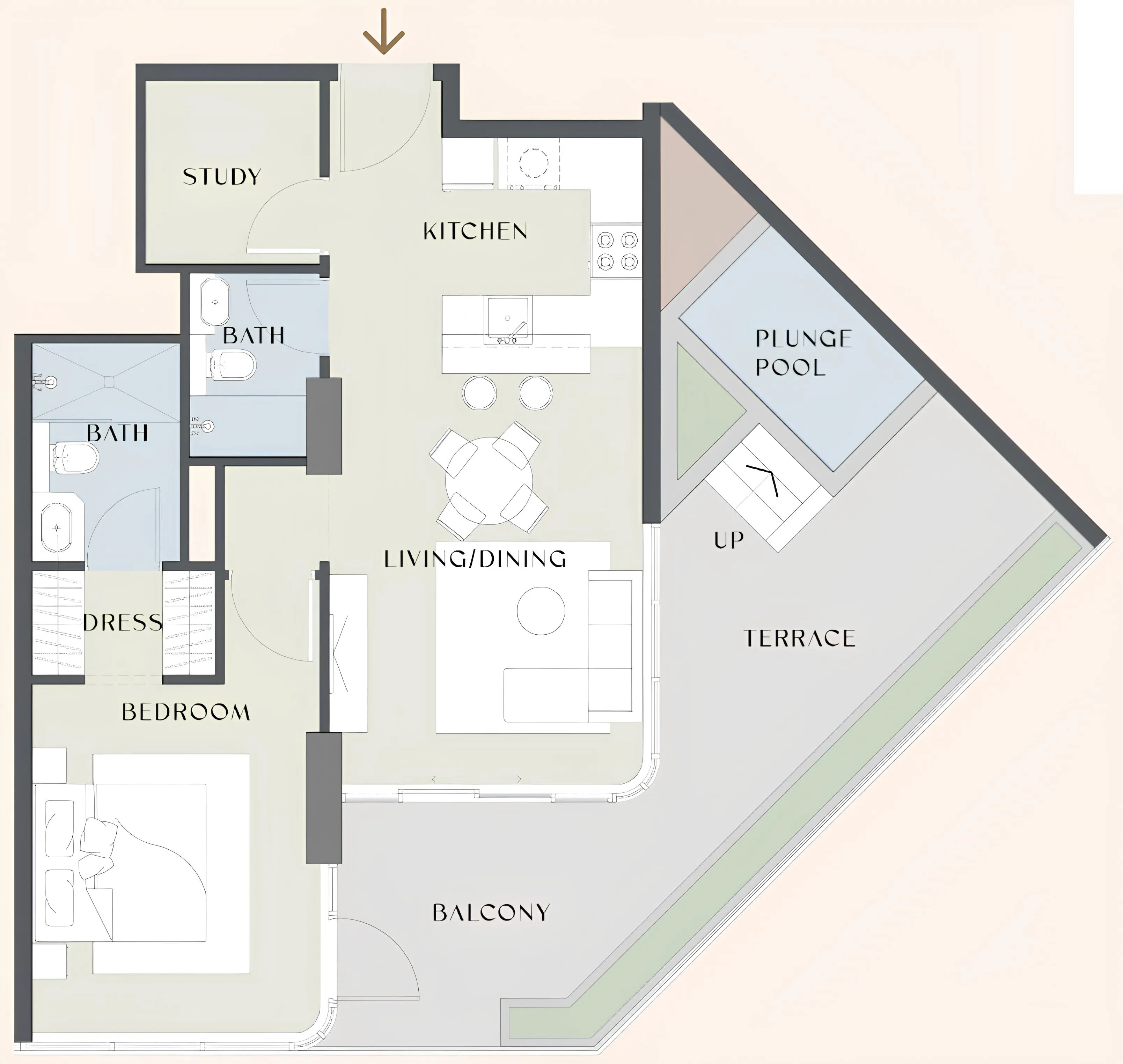 1.5 bedroom Apartments floor plan at Chelsea Gardens