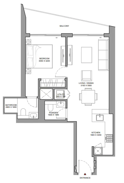 1 bedroom Apartments floor plan at The Eden at Sobha Central