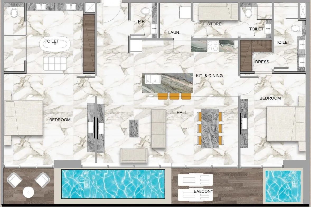 2 bedroom Apartments floor plan at Sky Vista
