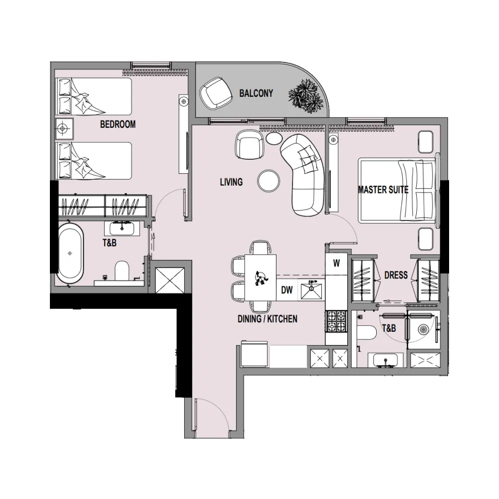 2 bedroom Apartments floor plan at Verso