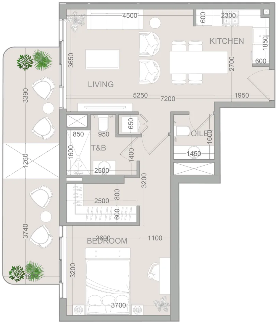 1 bedroom Apartments floor plan at TETR1S Tower