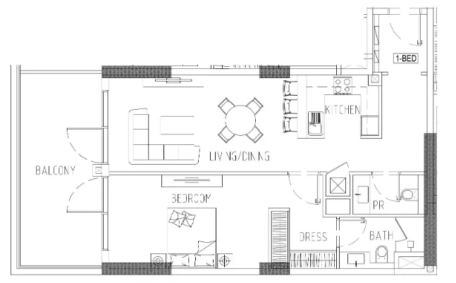 1 bedroom Apartments floor plan at Damac Riverside Views