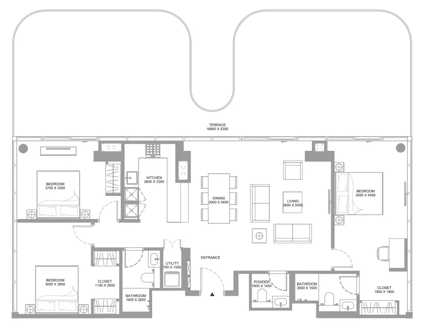 3 bedroom Apartments floor plan at Bayfront Marina Residences