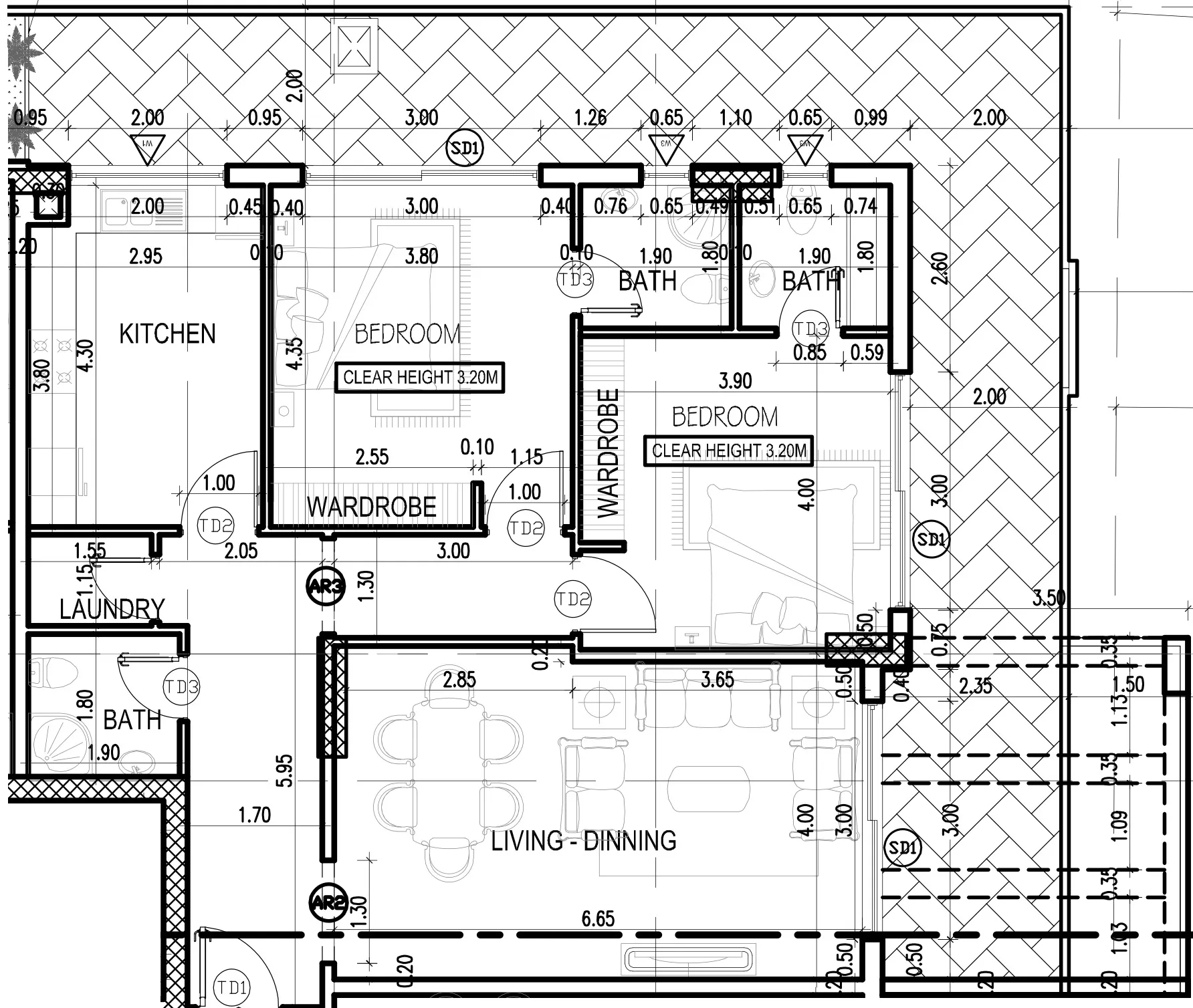 2 bedroom Apartments floor plan at Dugasta Warsan (Jneibi)