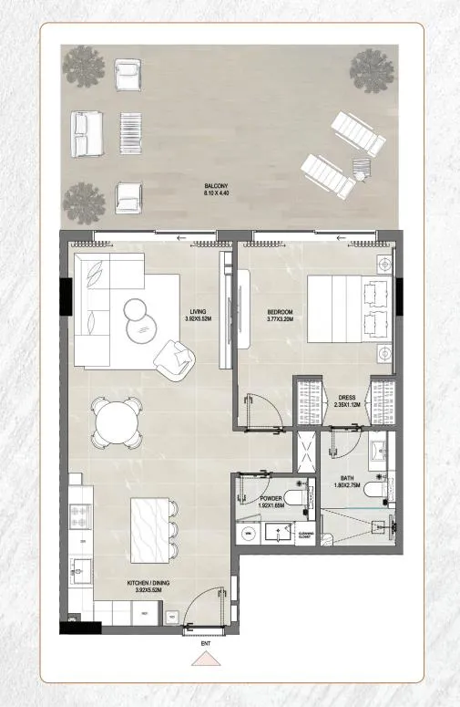 1 bedroom Apartments floor plan at Amber by Enso