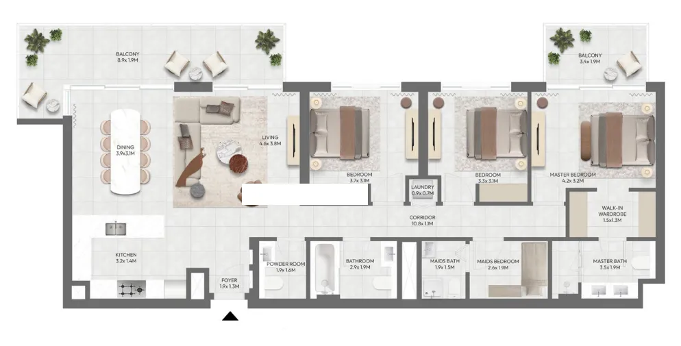 3 bedroom Apartments floor plan at Golf Point