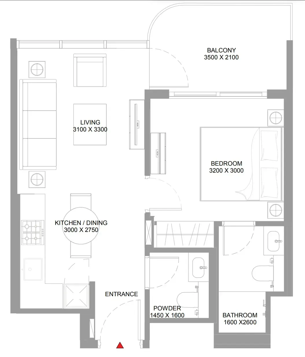 1 bedroom Apartments floor plan at Bayside Marina Residences