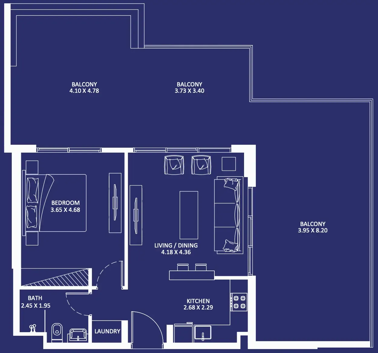 1 bedroom Apartments floor plan at Eleganz