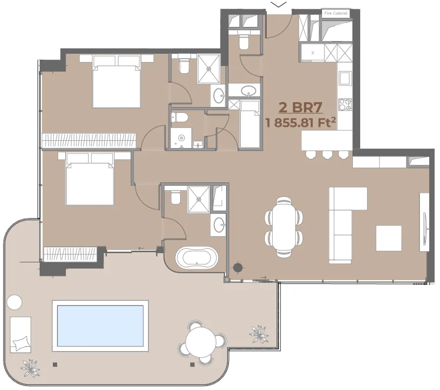 2.5 bedroom Apartments floor plan at House of WELL