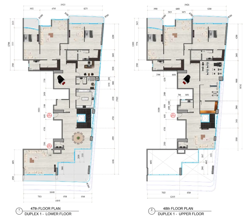 4 bedroom Duplex floor plan at Al Ghaf Tower