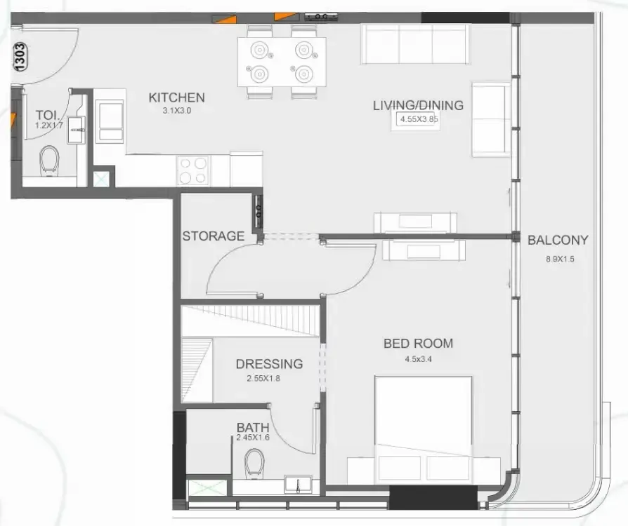 1 bedroom Apartments floor plan at Floarea Oasis