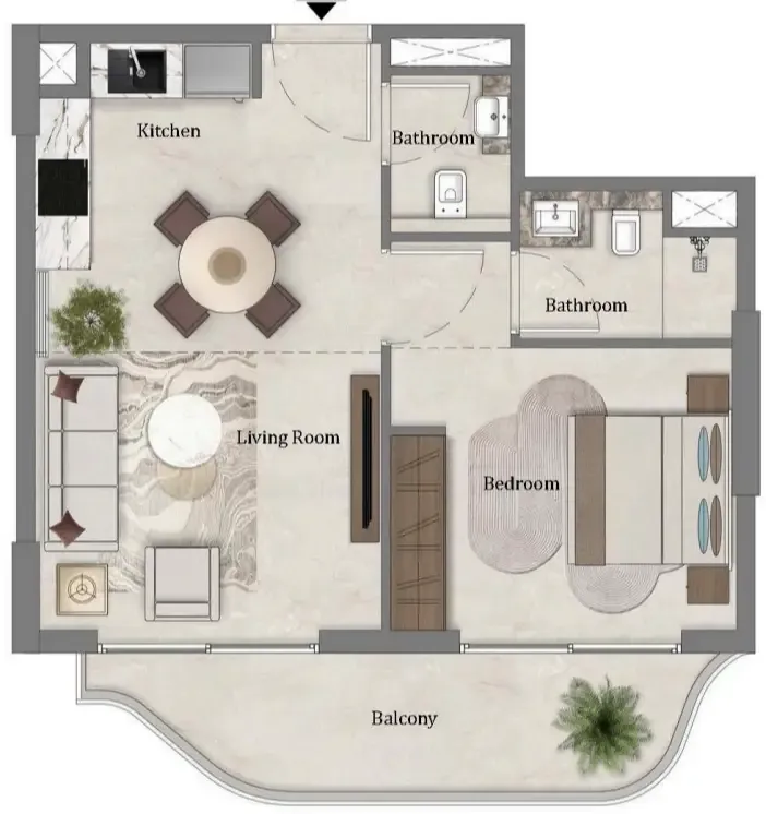 1 bedroom Apartments floor plan at Mirari Lagoon by Zoya