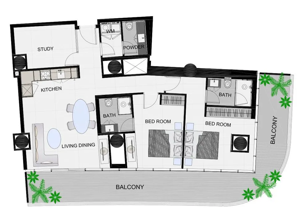 2 bedroom Apartments floor plan at The Community Sports Arena