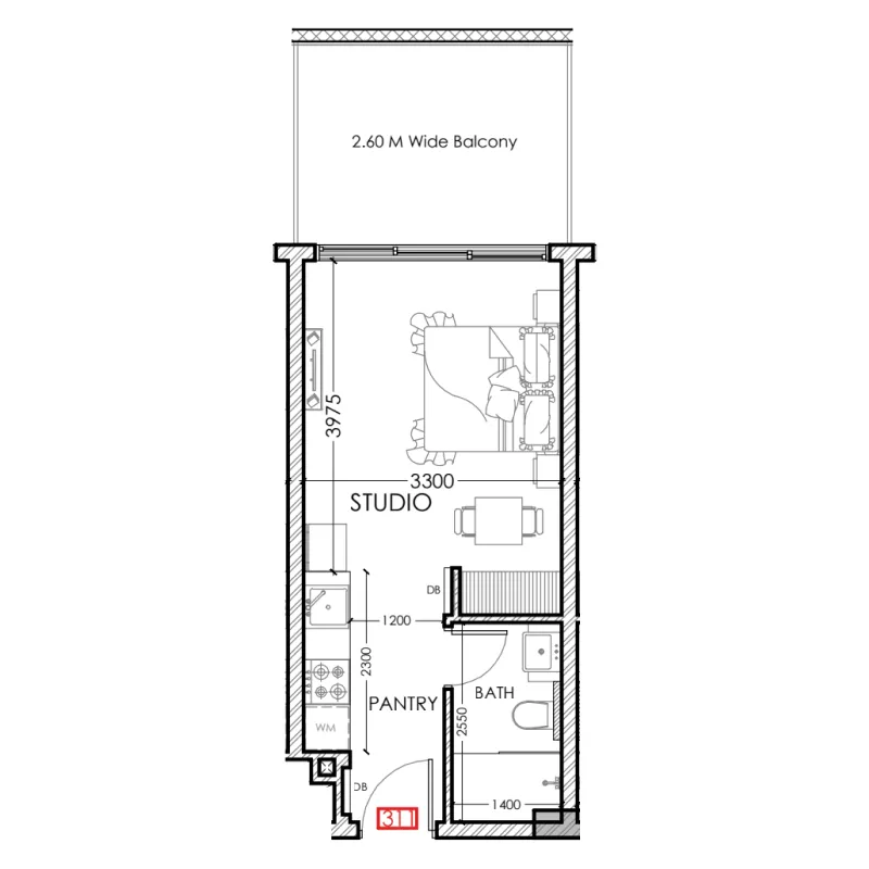 0 bedroom Apartments floor plan at Al Haseen Residences 5