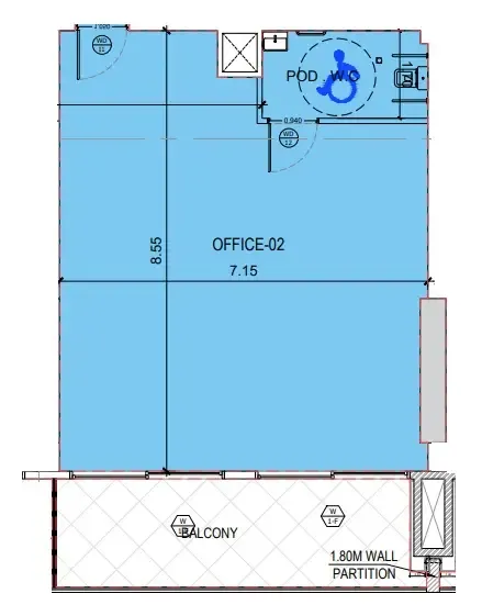  bedroom Office floor plan at Binghatti Amberhall