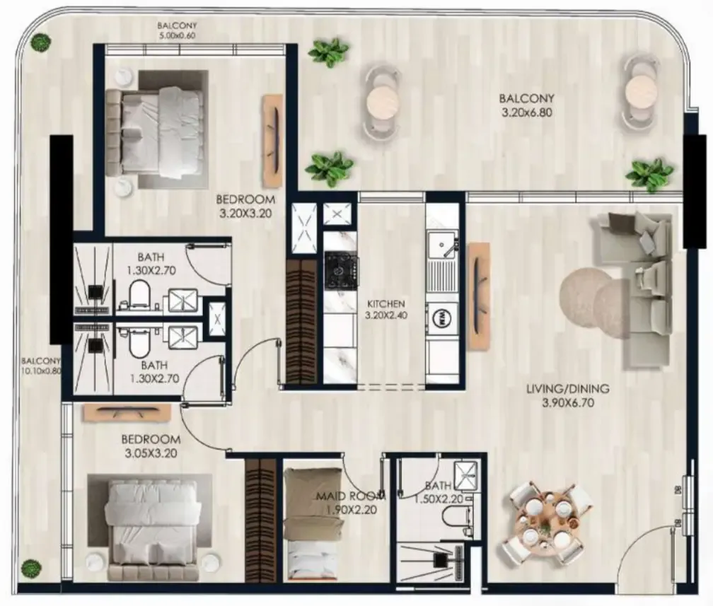 2.5 bedroom Apartments floor plan at Sera Gardens by Vision