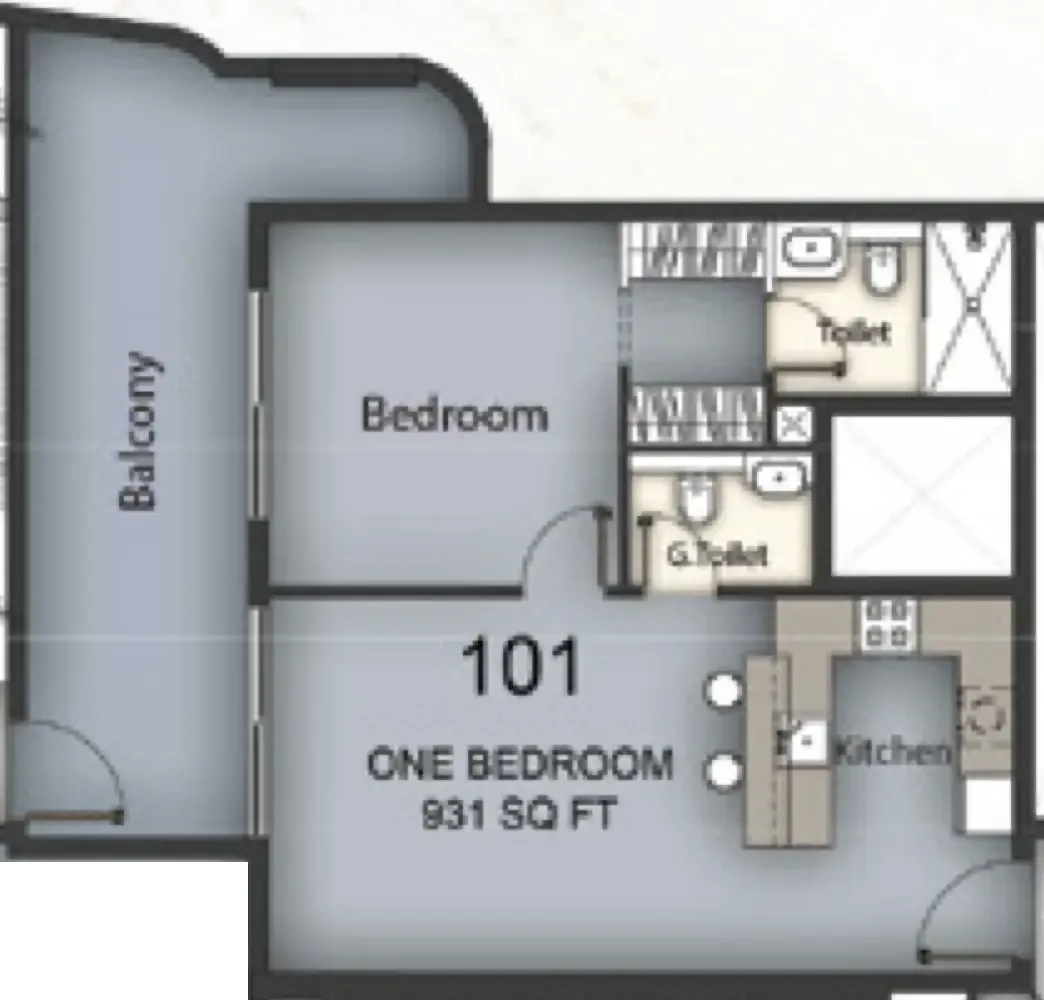 1 bedroom Apartments floor plan at Chapter 02 by Newbury