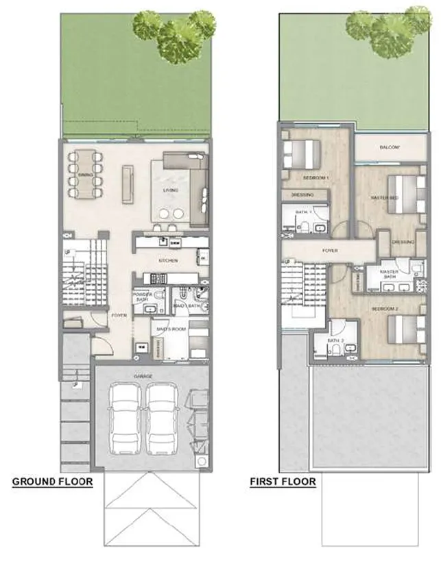 3 bedroom Townhouse floor plan at Aila Homes