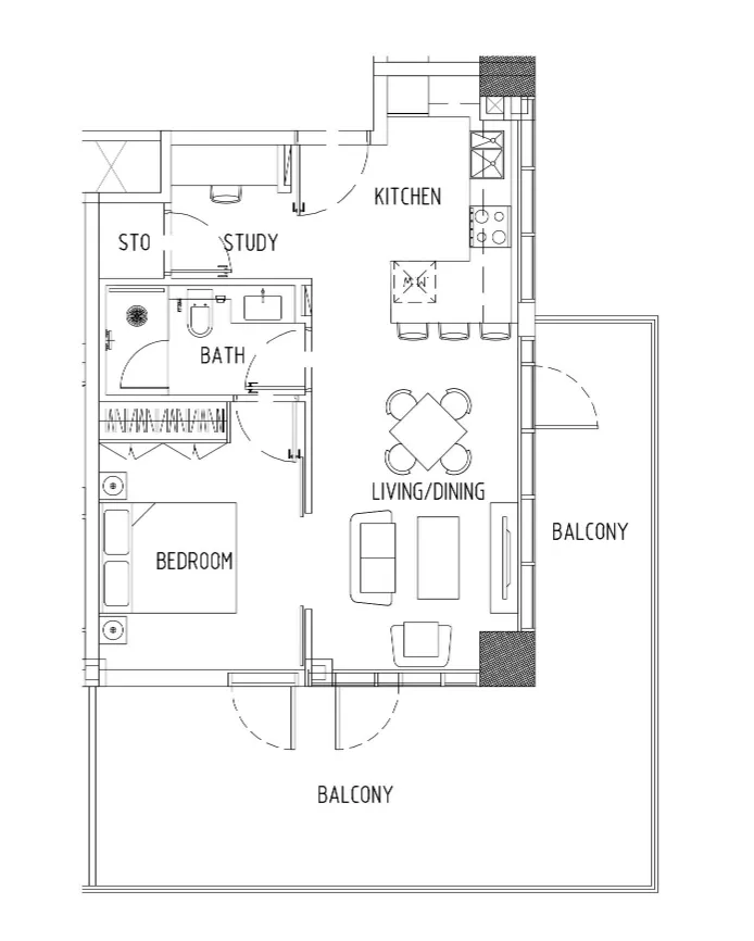 1 bedroom Apartments floor plan at Damac District