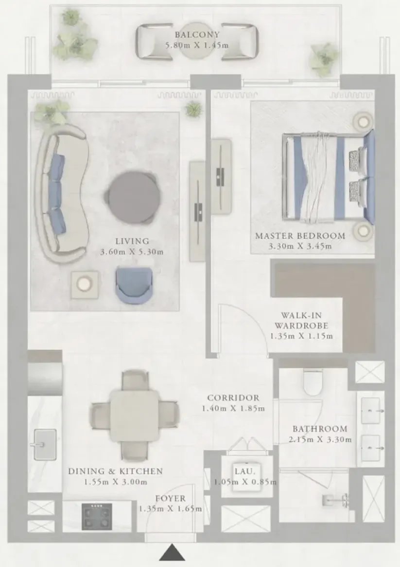 1 bedroom Apartments floor plan at Marina Views
