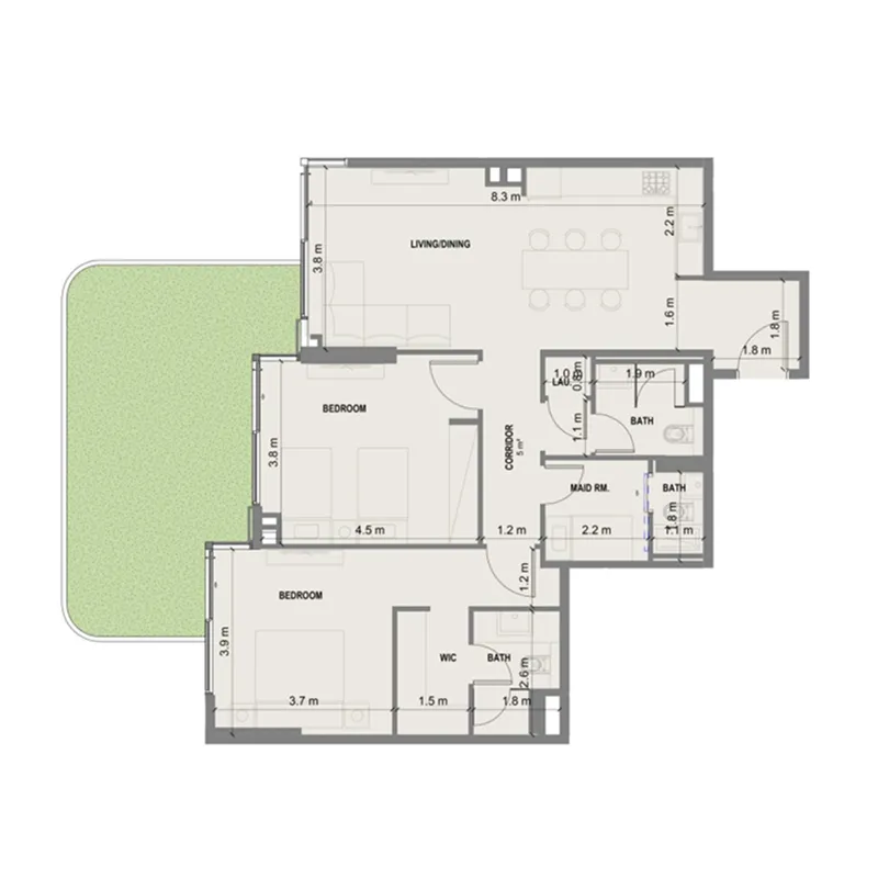 2 bedroom Apartments floor plan at Blue Marina Residence