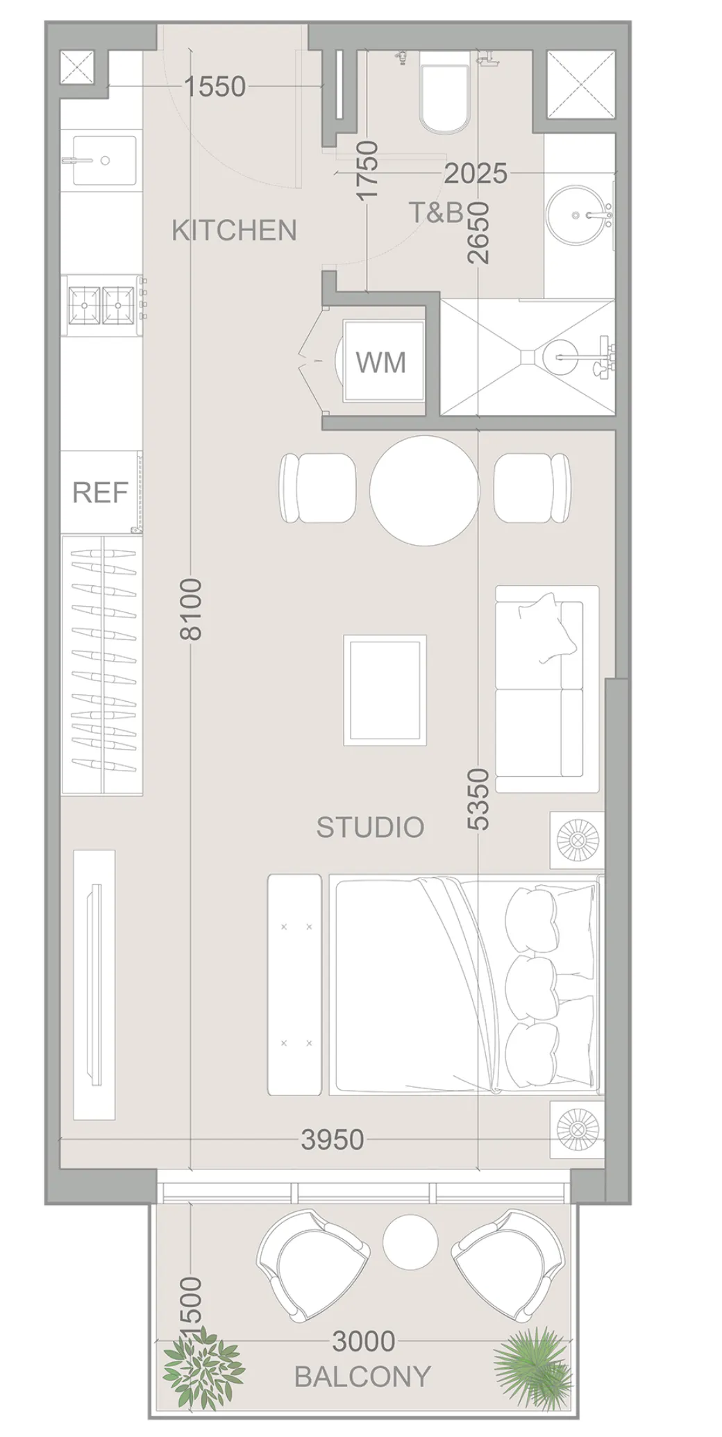 0 bedroom Apartments floor plan at 1WOOD Residence 2