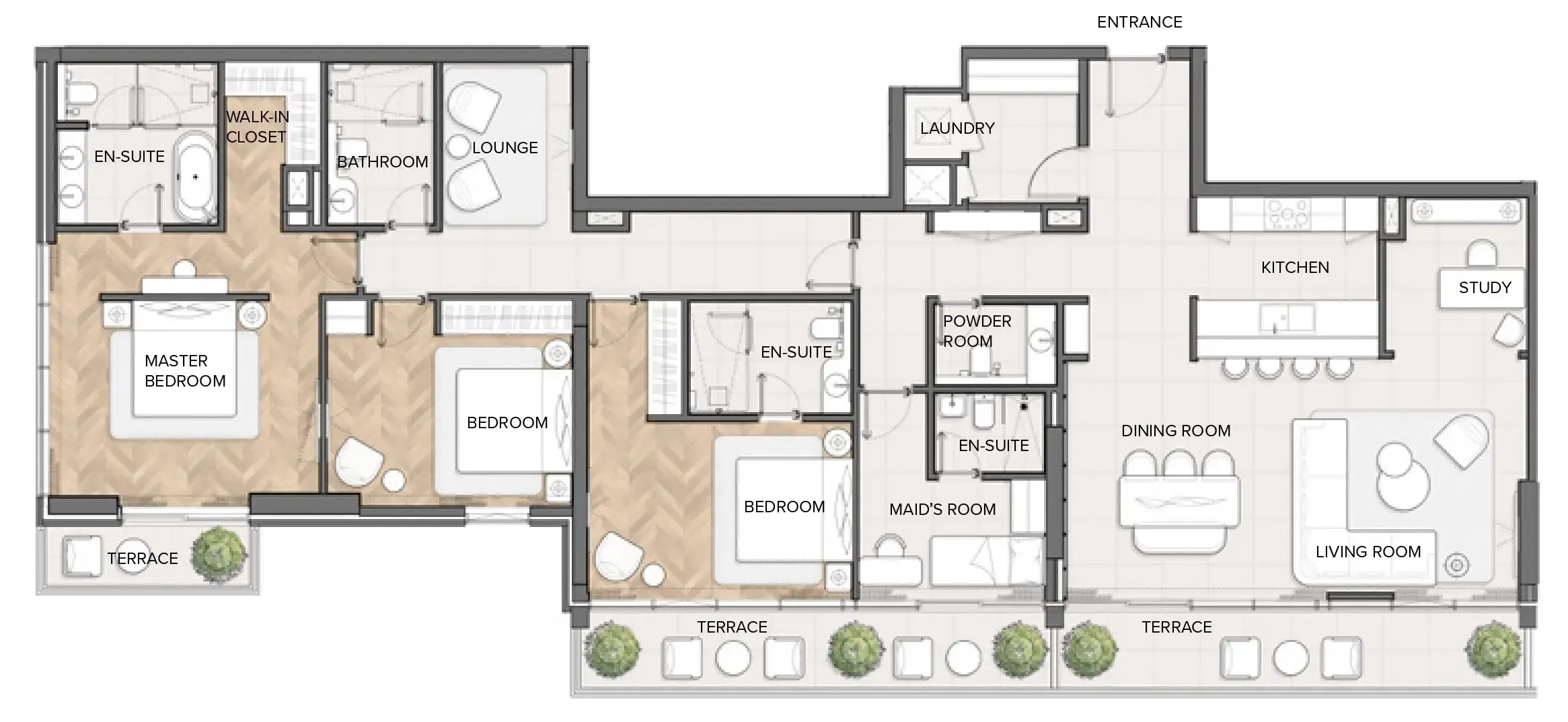 3 bedroom Apartments floor plan at Residences Du Port Autograph Collection