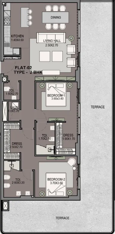 2 bedroom Apartments floor plan at Helvetia Residences