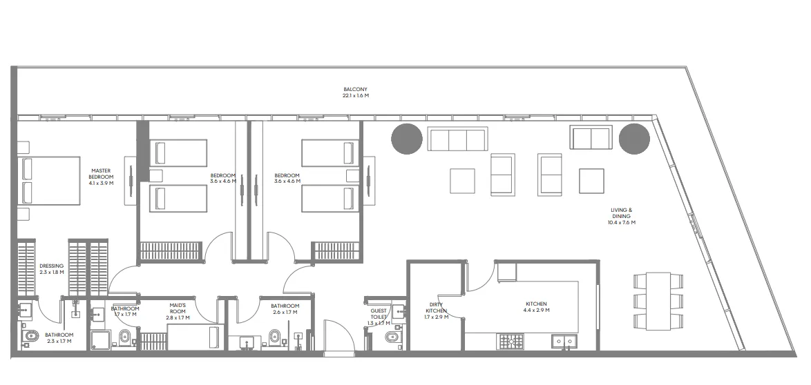 3 bedroom Apartments floor plan at The Gate 3 and 4