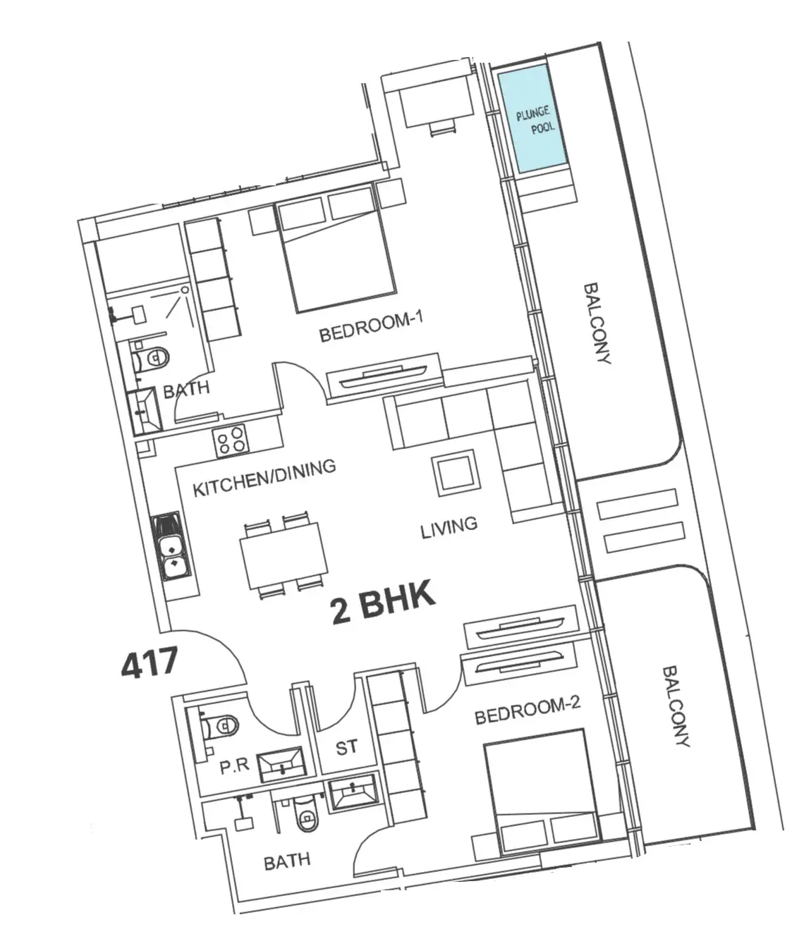 2 bedroom Apartments floor plan at Villa Del Garda