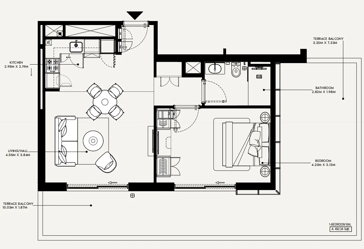 1 bedroom Apartments floor plan at Azizi Jewel