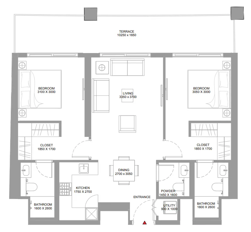 2 bedroom Apartments floor plan at Pierside Marina Residences