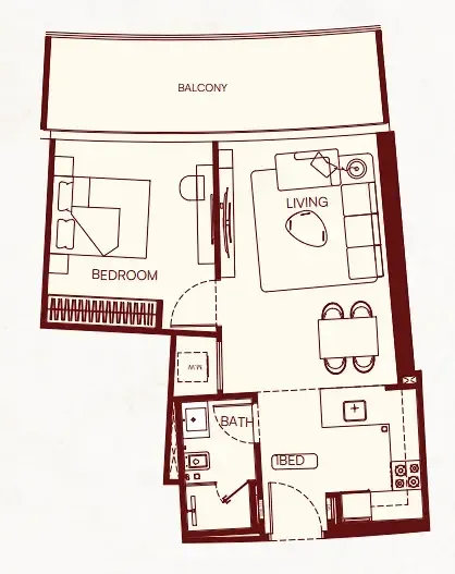 1 bedroom Apartments floor plan at Binghatti Skyflame