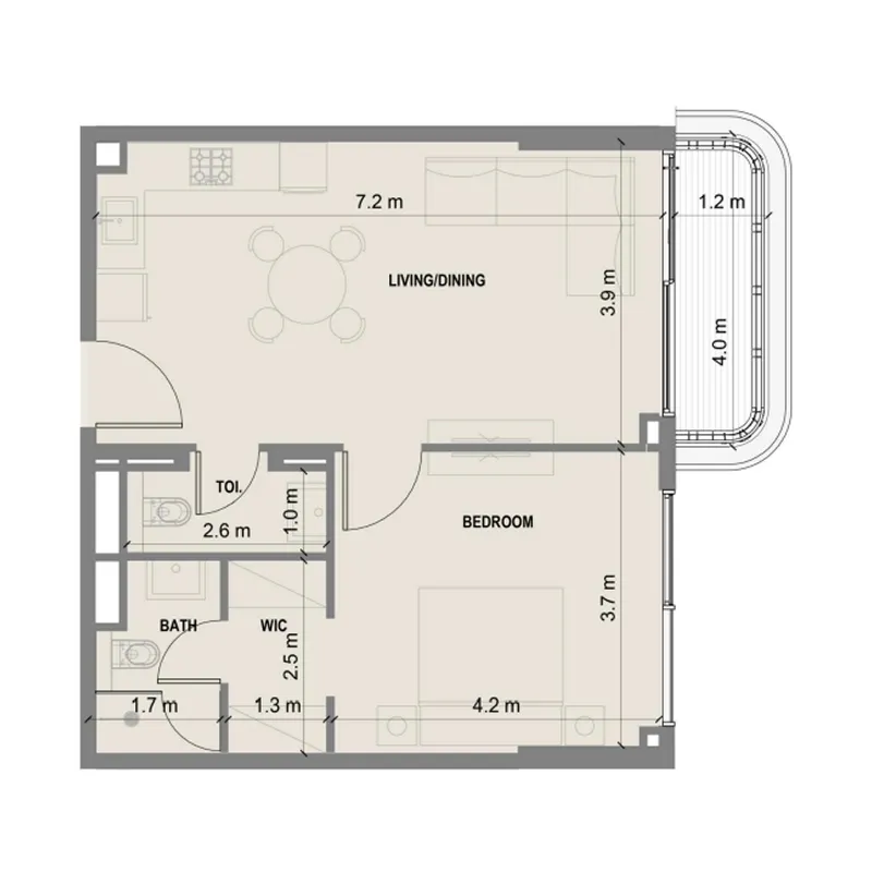 1 bedroom Apartments floor plan at Blue Marina Residence