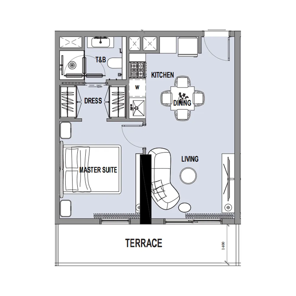1 bedroom Apartments floor plan at Verso