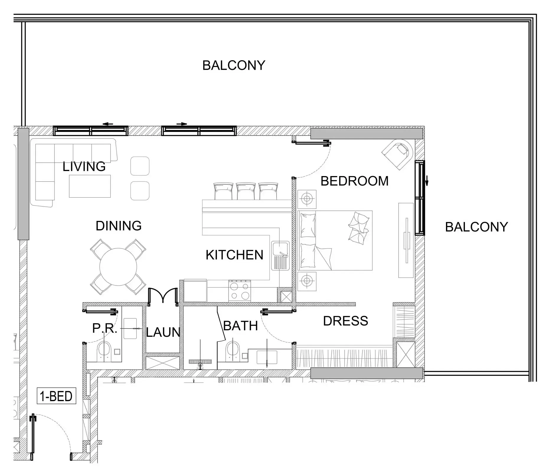 1 bedroom Apartments floor plan at Valencia