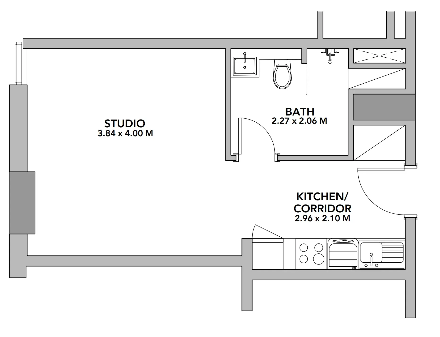 0 bedroom Apartments floor plan at Blue Pearls