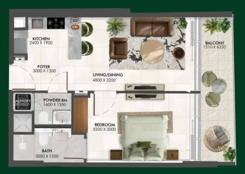 1 bedroom Apartments floor plan at Enchante