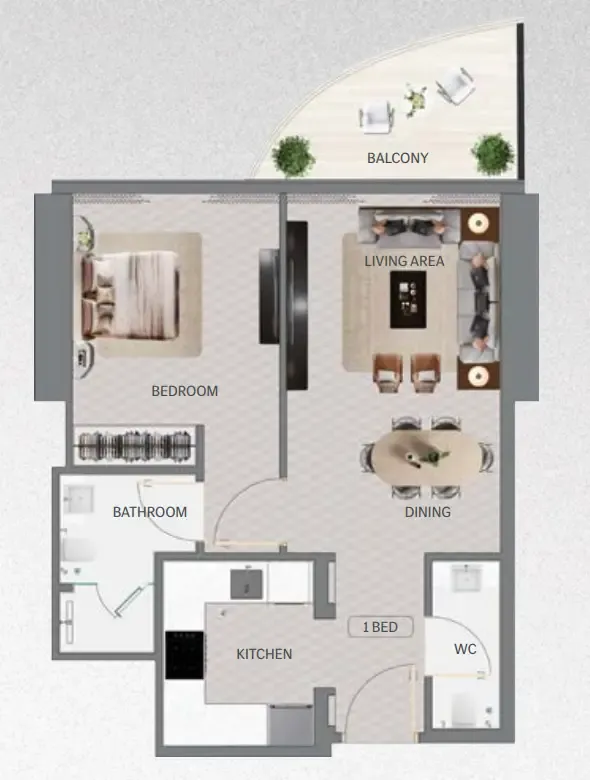 1 bedroom Apartments floor plan at Maybach 6