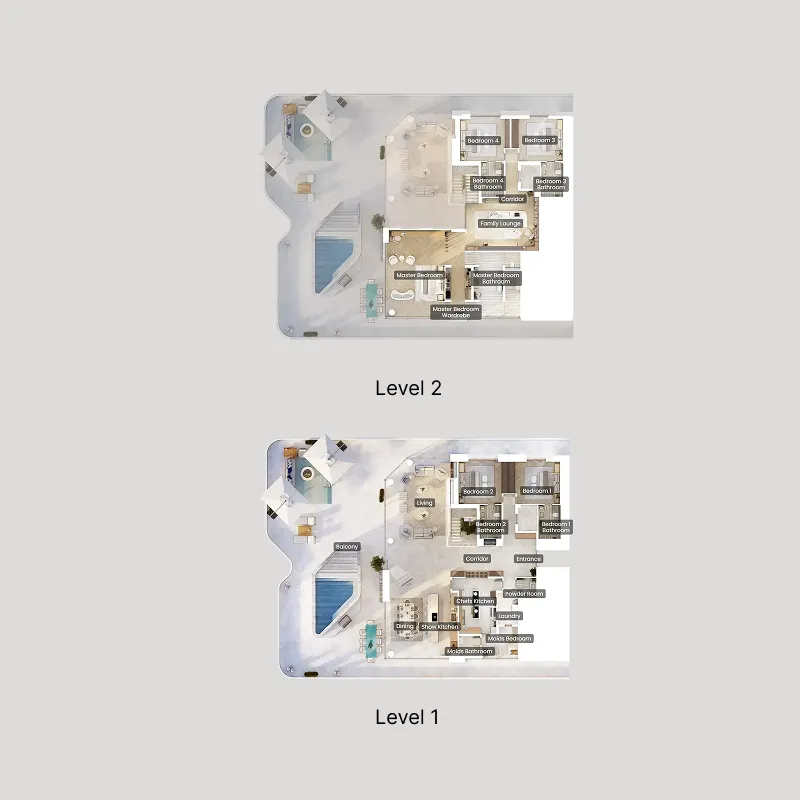 5.5 bedroom Villa floor plan at Nikki Beach Residences