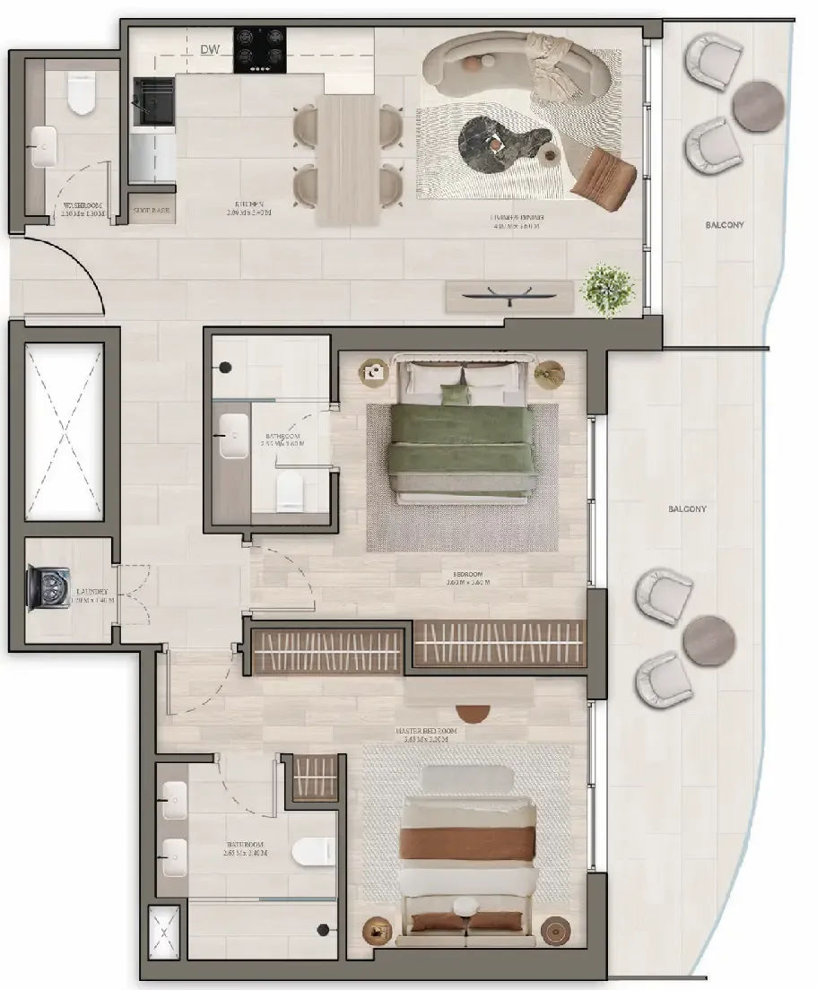 2 bedroom Apartments floor plan at Stax