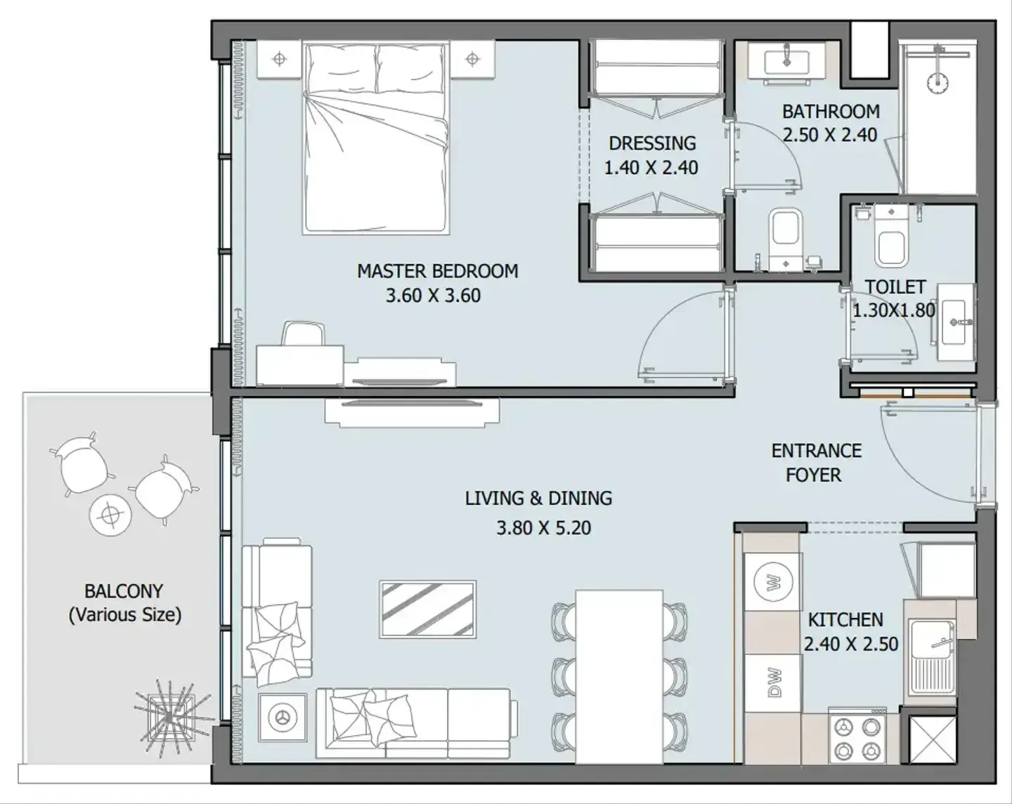 1 bedroom Apartments floor plan at Oceana