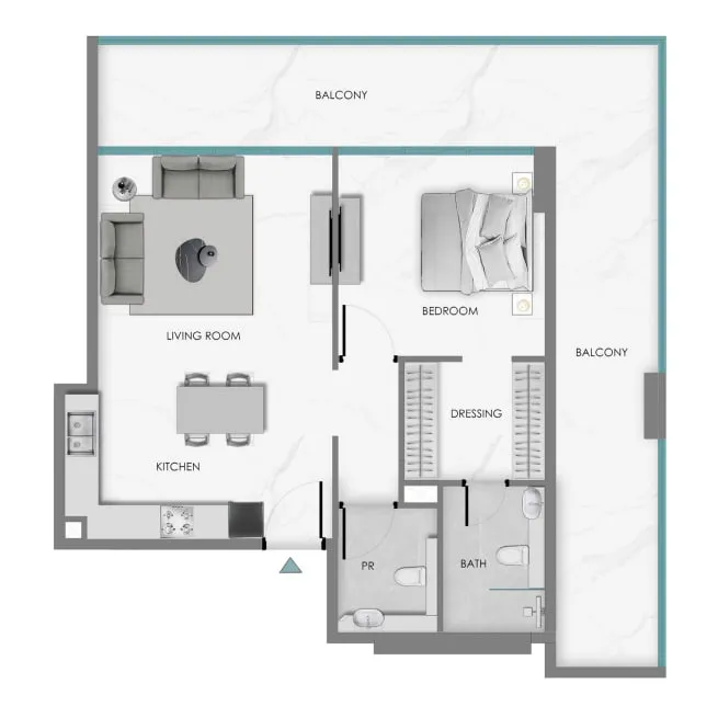 1 bedroom Apartments floor plan at Ocean Crest