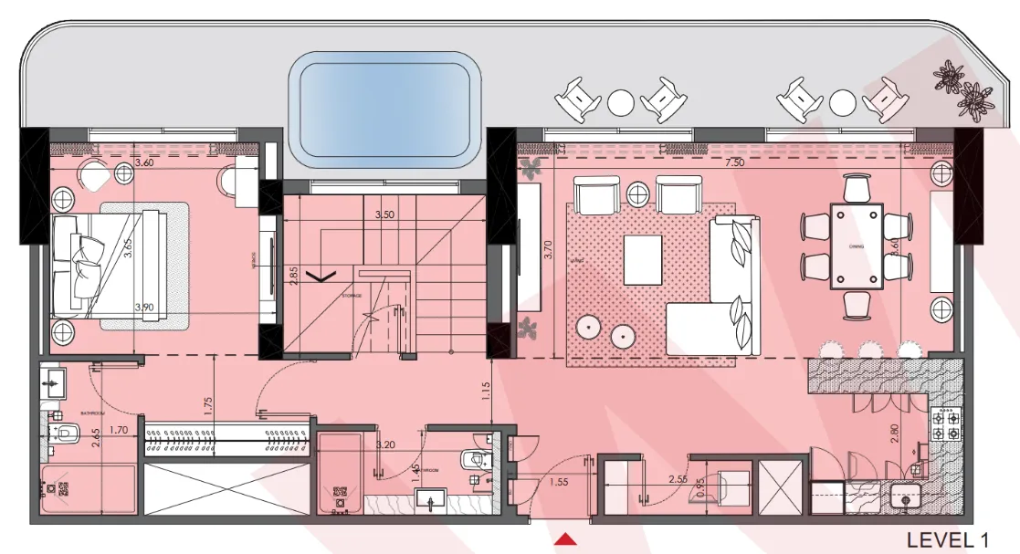 4 bedroom Penthouse floor plan at Azizi Wasel
