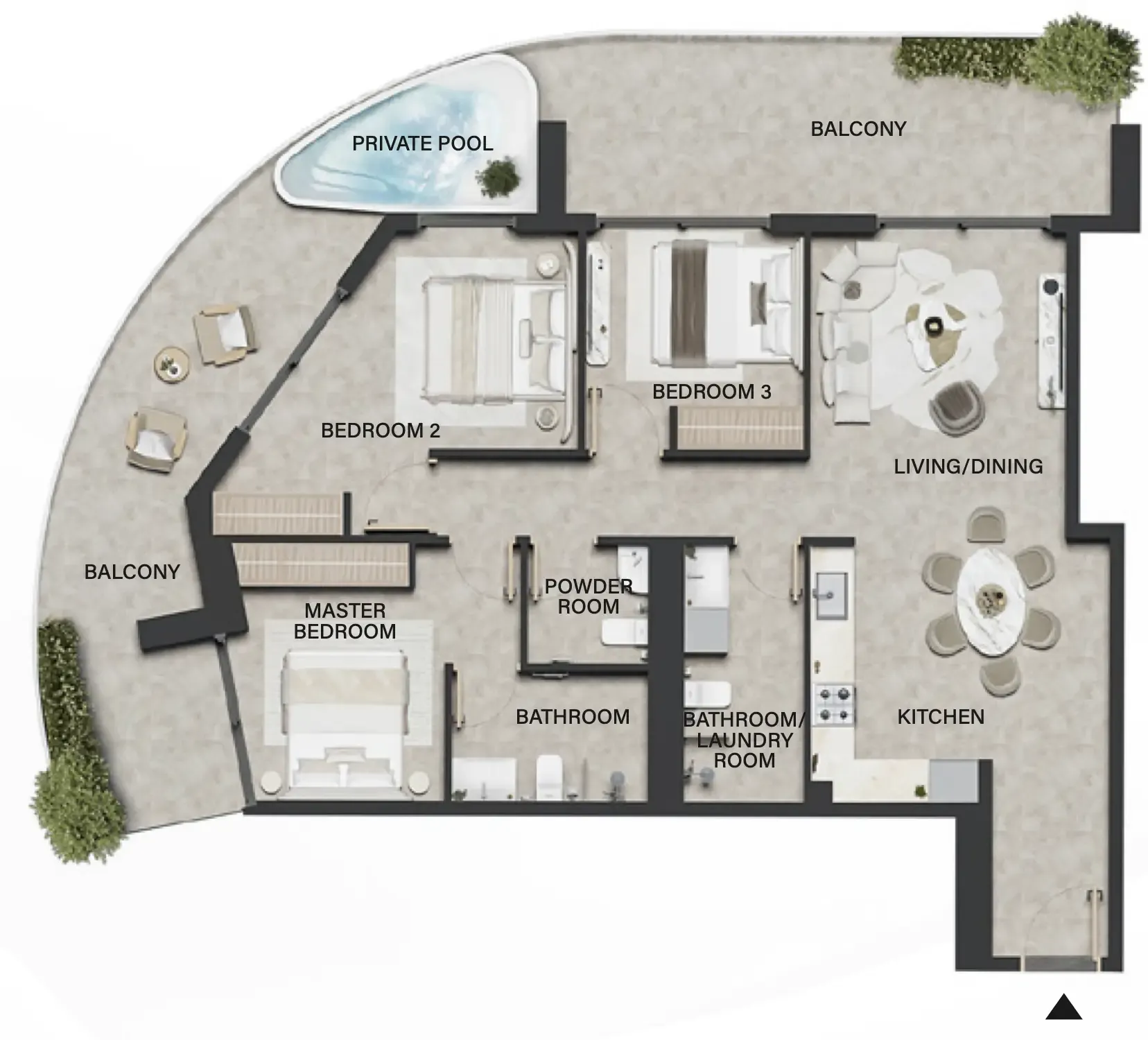 3 bedroom Apartments floor plan at Weybridge Gardens 4