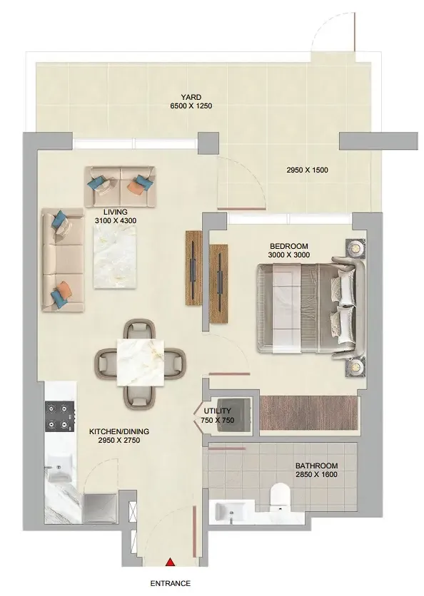 1 bedroom Apartments floor plan at The Woods at Sobha Sanctuary